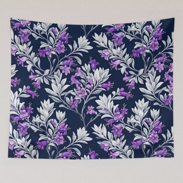 Item preview, Midnight White & Purple Trailing Florals designed and sold by Studio BC.