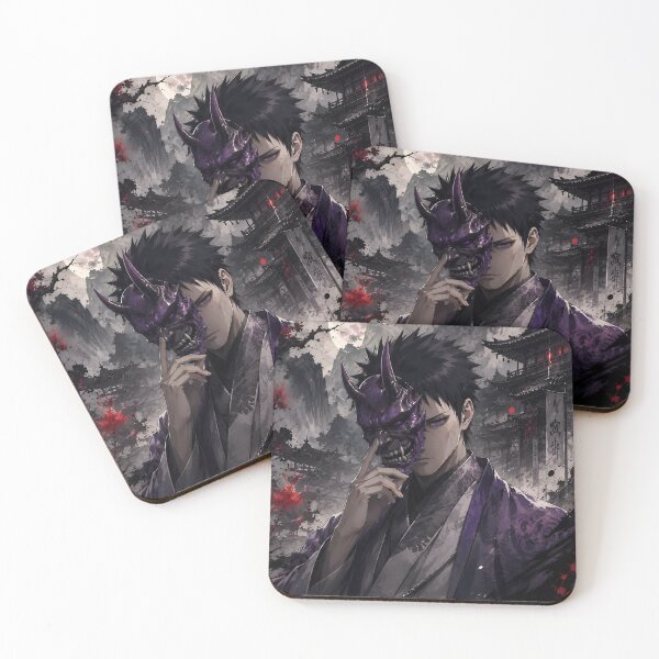 Item preview, Purple Oni Mask Warrior – Dark Japanese Fantasy Samurai Moonlight Art designed and sold by Dyan4.