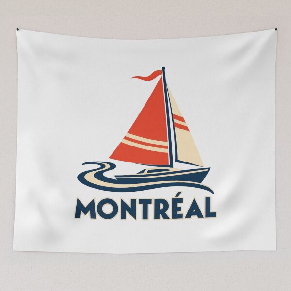 Item preview, Montreal Red Sailboat on Flowing Waves designed and sold by Fenay Designs.