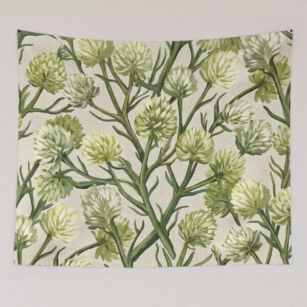 Item preview, Pale Green Button Flower Stem Pattern designed and sold by Studio BC.