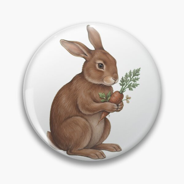 Item preview, Cute Brown Bunny Holding Carrot Vintage Cottagecore Rabbit Art designed and sold by Alt Casterwill .