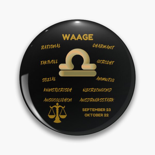 Item preview, Waage Zodiac Sign Astrology Symbol Horoscope - Metallic Gold & Black (German Version) designed and sold by ZODIARA.