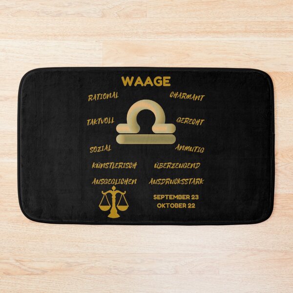 Item preview, Waage Zodiac Sign Astrology Symbol Horoscope - Metallic Gold & Black (German Version) designed and sold by ZODIARA.