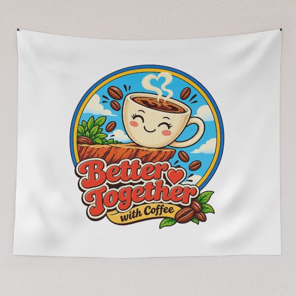 Item preview, Better together with Coffee – Cute Retro Coffee Lover Cartoon designed and sold by HSE1.