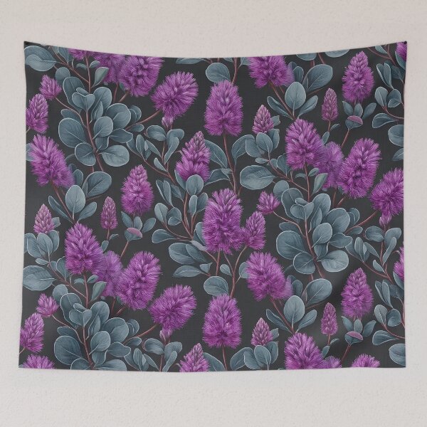 Item preview, Dark Navy Purple Clover & Pom-Pom Field designed and sold by Studio BC.