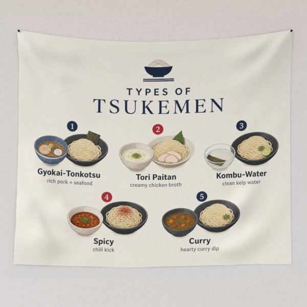 Item preview, Types of Tsukemen Japanese Dipping Ramen designed and sold by EchoWave11.