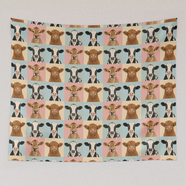 Aperçu de l'œuvre Portraits de vaches mignonnes en style pop art créée et vendue par pixiedustpaint.