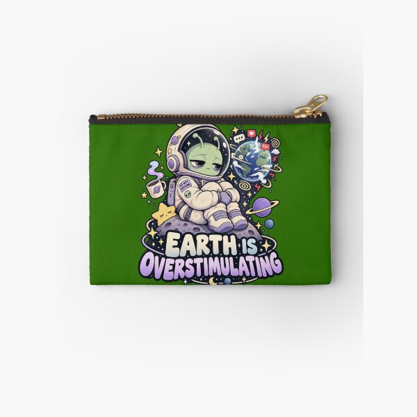 Item preview, Earth Is Overstimulating – Funny Alien Astronaut Introvert Space Humor designed and sold by From Cyryl with Love.