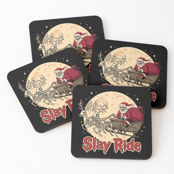 Item preview, Slay Ride – Skeleton Santa and Skeleton Reindeer Sleigh Under the Full Moon, Creepy Christmas designed and sold by Osmose-Studio.
