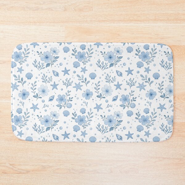 Item preview, Sky Blue Coastal Floral Pattern | Seashells & Starfish designed and sold by Mellowtint Studio.