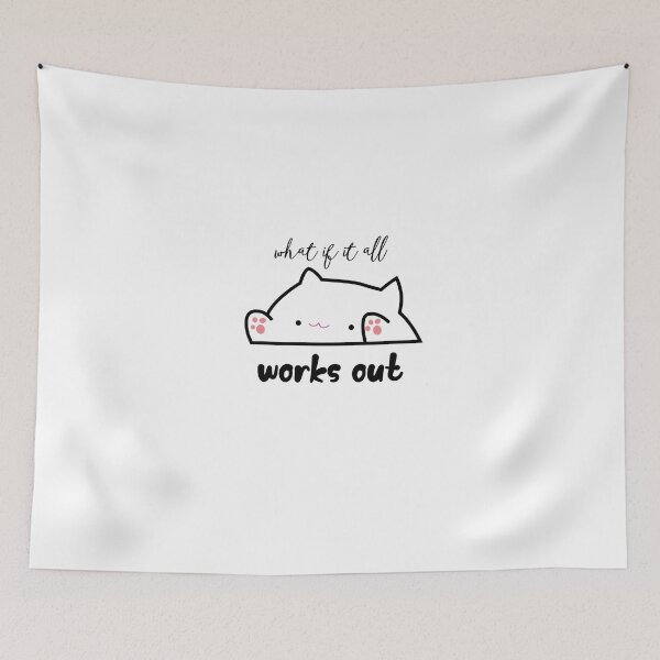 Item preview, What If It All Works Out Bongo Cat Optimist Feline Meme designed and sold by HumansStuck12.