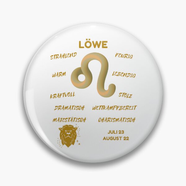 Item preview, Löwe Zodiac Sign Astrology Symbol Horoscope - Metallic Gold & White (German Version) designed and sold by ZODIARA.