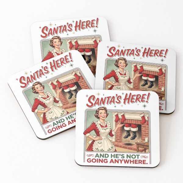 Item preview, Santa's Here! And He's Not Going Anywhere – Retro 1950s Christmas Ad, Santa Stuck in Chimney designed and sold by Osmose-Studio.