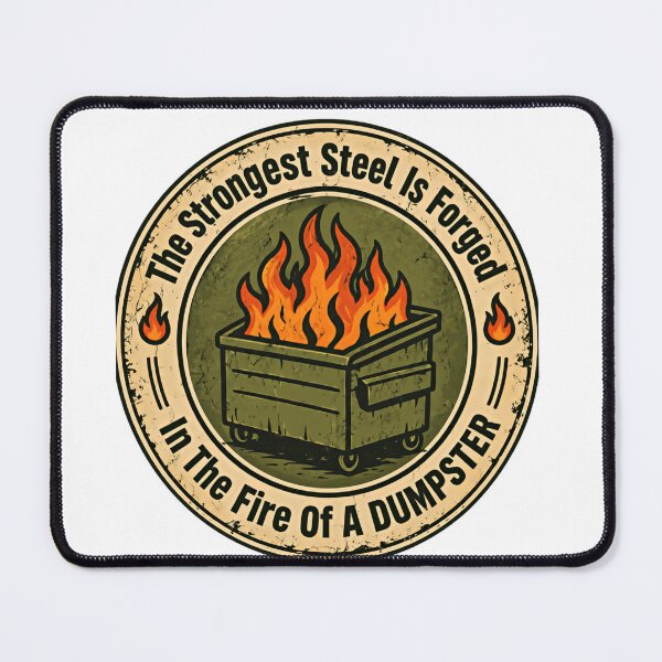 Item preview, The Strongest Steel Is Forged In The Fire Of A Dumpster Resilient Motivation Quote designed and sold by HumansStuck12.