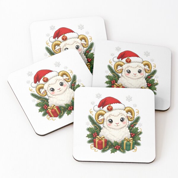 Item preview, Cute Aries Lamb Santa Hat Christmas Gift designed and sold by Zodiac Celestial Art.