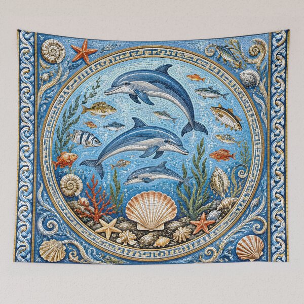 Item preview, Marine Dolphin and Shells Mosaic designed and sold by Sybille-Yates.