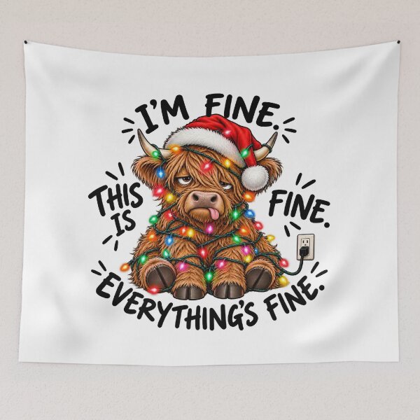 Item preview, I’m Fine This Is Fine Everything’s Fine Highland Cow Christmas designed and sold by will freed18.