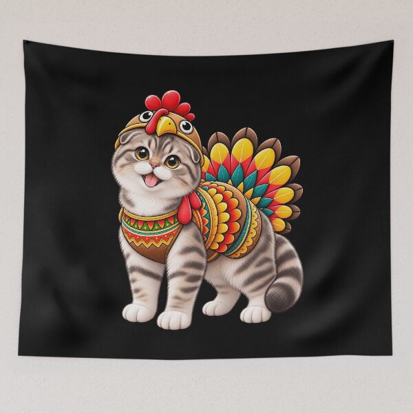 Item preview, Funny Scottish Fold Cat Turkey Costume Thanksgiving Cat Lover designed and sold by rafaeltto.