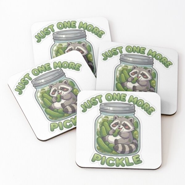 Item preview, ​Cute Raccoon in Pickle Jar - Just One More Pickle  designed and sold by Conviction studio.