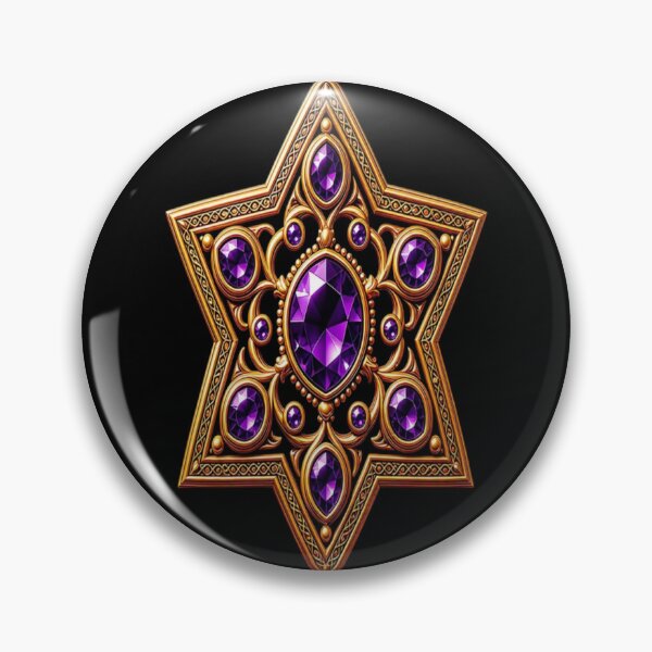 Item preview, Amethyst Purple Star Mandala - Baroque Gold Witchy Cosmic Crest designed and sold by Breezes-of-Ida.