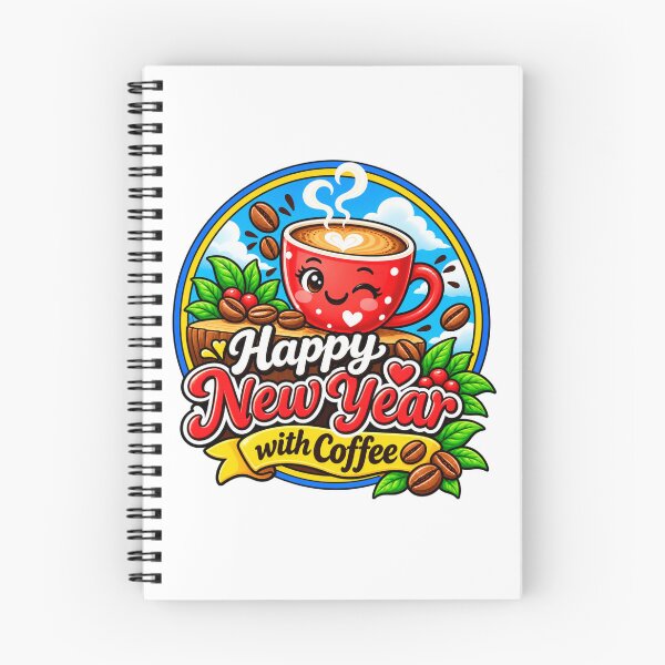 Item preview, Happy New Year with Coffee – Cute Coffee Cup Sticker Design designed and sold by HSE1.