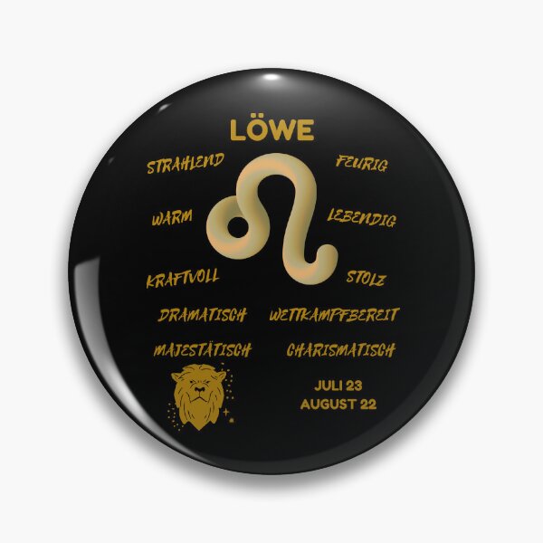 Item preview, Löwe Zodiac Sign Astrology Symbol Horoscope - Metallic Gold & Black (German Version) designed and sold by ZODIARA.