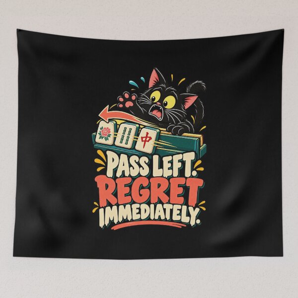 Item preview, American Mahjong Charleston Pass Left Regret Immediately Black Cat designed and sold by MOTIFOLK.