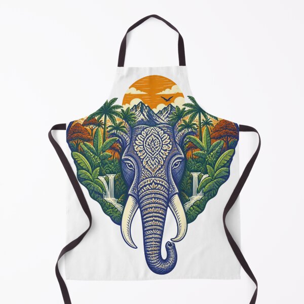 Item preview, Ornate Elephant Jungle Art – Tropical Wildlife Sunset Illustration designed and sold by GenZStickerHub1.