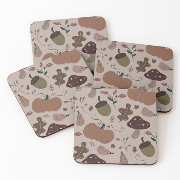 Item preview, Autumn Nature Pattern Matte – Leaves, Acorns, Mushrooms & Pumpkins designed and sold by Christina Angele Design.