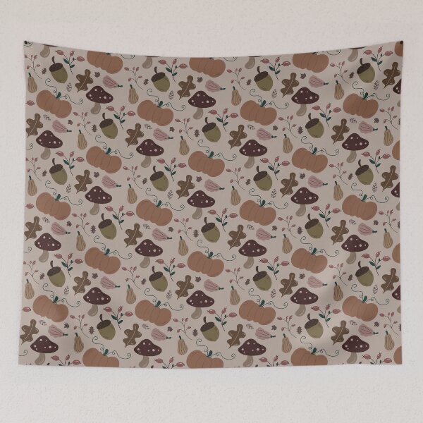 Item preview, Autumn Nature Pattern Matte – Leaves, Acorns, Mushrooms & Pumpkins designed and sold by Christina Angele Design.