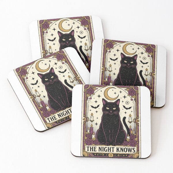 Item preview, The Night Knows Black Cat Gothic Tarot Design, Vintage Witchy Halloween Art designed and sold by Roslet.