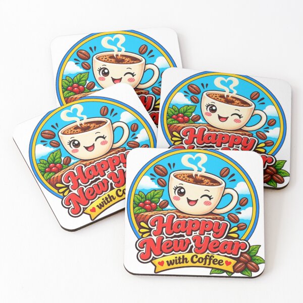 Item preview, Copy of Happy New Year with Coffee – Cute Coffee Cup Sticker Design designed and sold by HSE1.