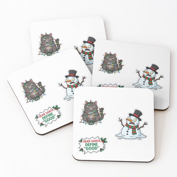 Item preview, Funny Grumpy Cat Melting Snowman Dear Santa Define Good Christmas Sticker Pack designed and sold by SmartPuns.