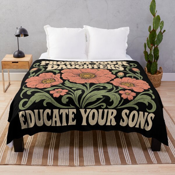 Item preview, Protect Your Daughters Educate Your Sons Retro Floral Quote designed and sold by will freed18.