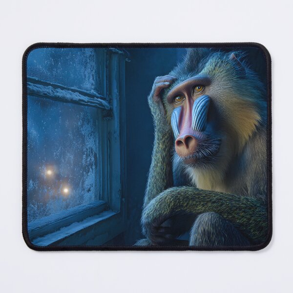 Item preview, Thoughtful Baboon Gazing Out a Frosted Window designed and sold by Artessie.