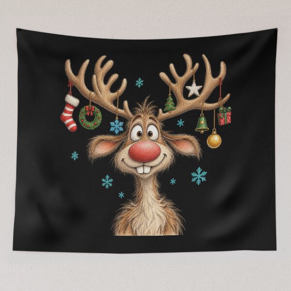 Item preview, Funny Christmas Reindeer With Ornament Antlers designed and sold by will freed18.