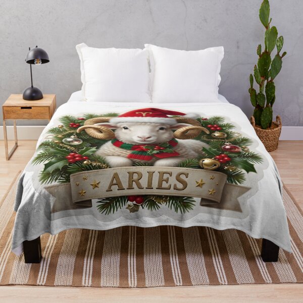 Item preview, Cute Aries Lamb Christmas Wreath Zodiac Gift designed and sold by Zodiac Celestial Art.
