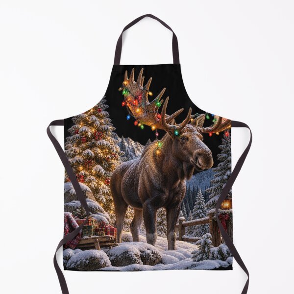 Item preview, Christmas Moose With Colorful Lights in Snowy Forest designed and sold by will freed18.