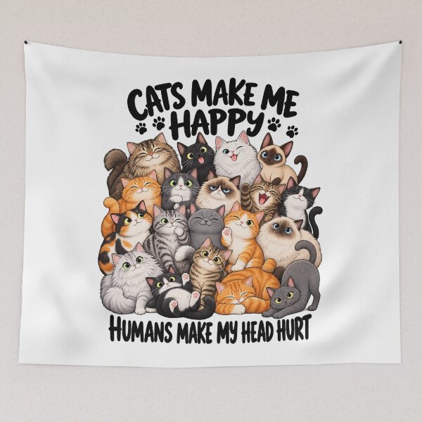 Item preview, Cats Make Me Happy Humans Make My Head Hurt Funny Cat Lover designed and sold by will freed18.