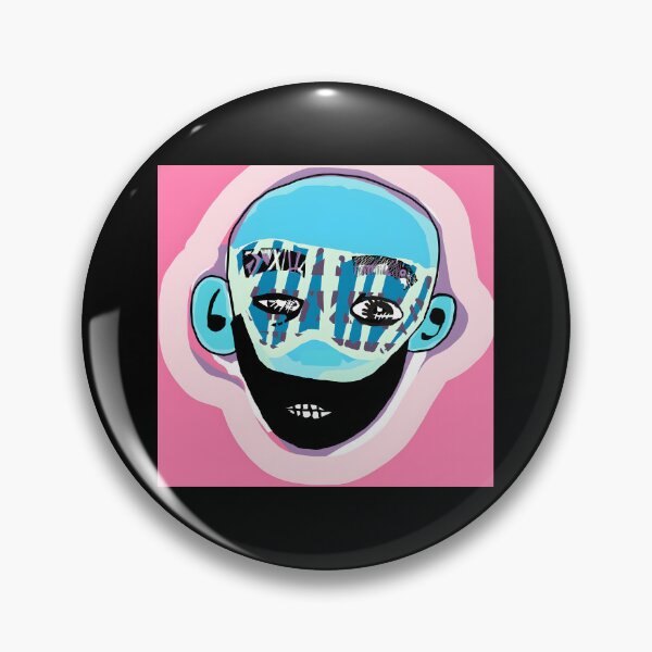 Item preview, Abstract Blue Face with Mask and Black Beard Illustration designed and sold by Fibi-studio.