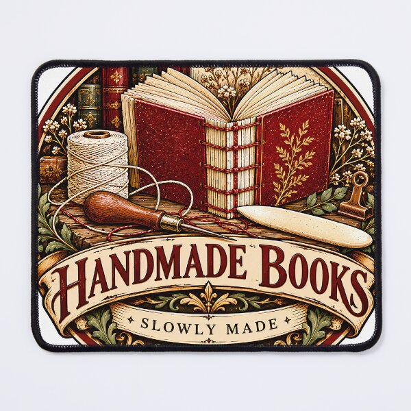 Item preview, Vintage Handmade Books Slowly Made Badge designed and sold by MysticCanvasAi.