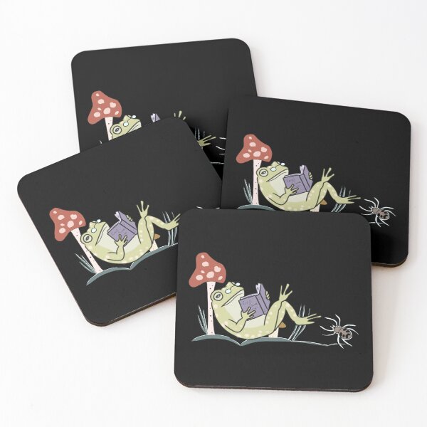 Item preview, Cottagecore Frog Reading Magic Book With Spider Under Mushroom designed and sold by LeshanArt.