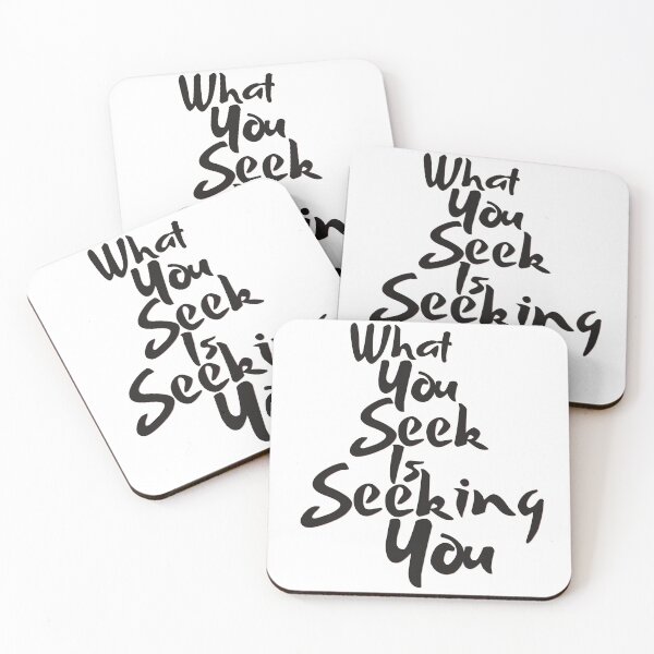 Item preview, What You Seek Is Seeking You Motivational Brush Lettering Quote Black & White Typography designed and sold by HYPNK.