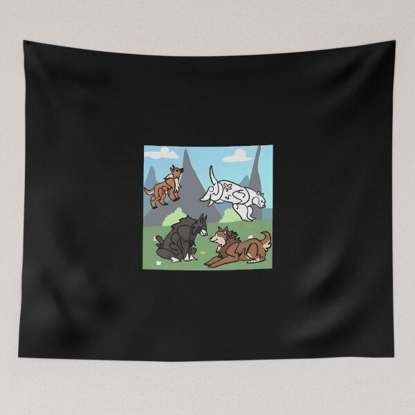 Item preview, Stylized Canine Friends Playing Outdoors Illustration designed and sold by Fibi-studio.