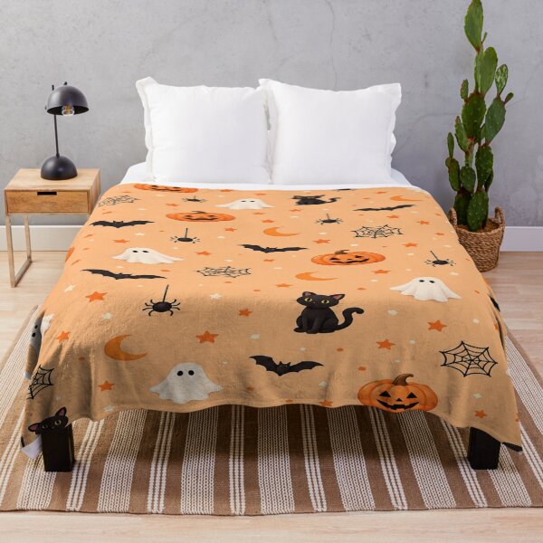Item preview, Cute Halloween Pattern with Pumpkins Ghosts and Black Cats designed and sold by stylishsketcher.
