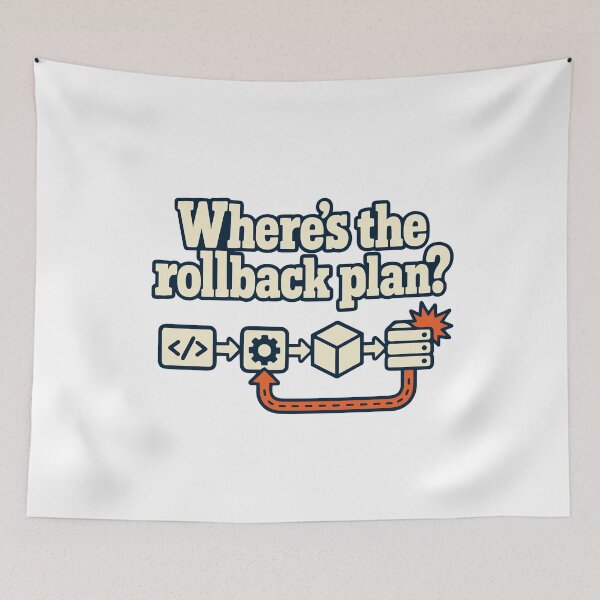 Artikelvorschau, Wo ist der Rollback-Plan? CI/CD DevOps-Humor entworfen und verkauft von ThreadQuirk.