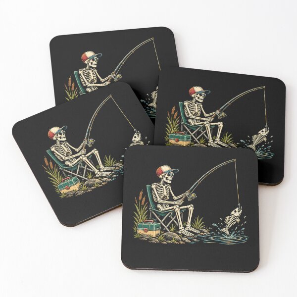 Item preview, Retro Skeleton Fisherman Catching Fish Vintage Fishing designed and sold by Moizento.