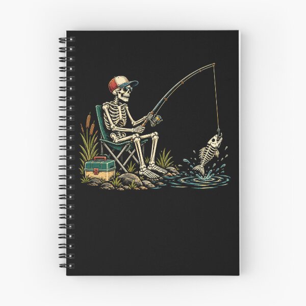 Item preview, Retro Skeleton Fisherman Catching Fish Vintage Fishing designed and sold by Moizento.
