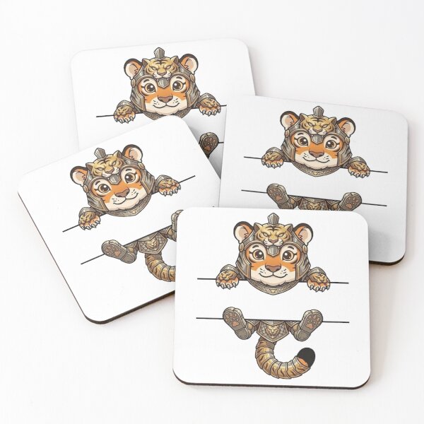 Item preview, Cute Tiger Warrior Peeking - Tiger Armor Cub designed and sold by PetalsPaws.