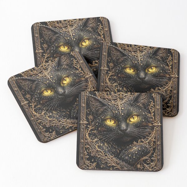 Item preview, Golden Black Cat – Gothic Halloween Art designed and sold by Phitwhim.